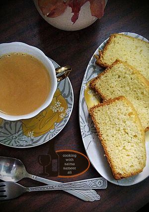 A picture of Super soft tea cake bake in pateela.