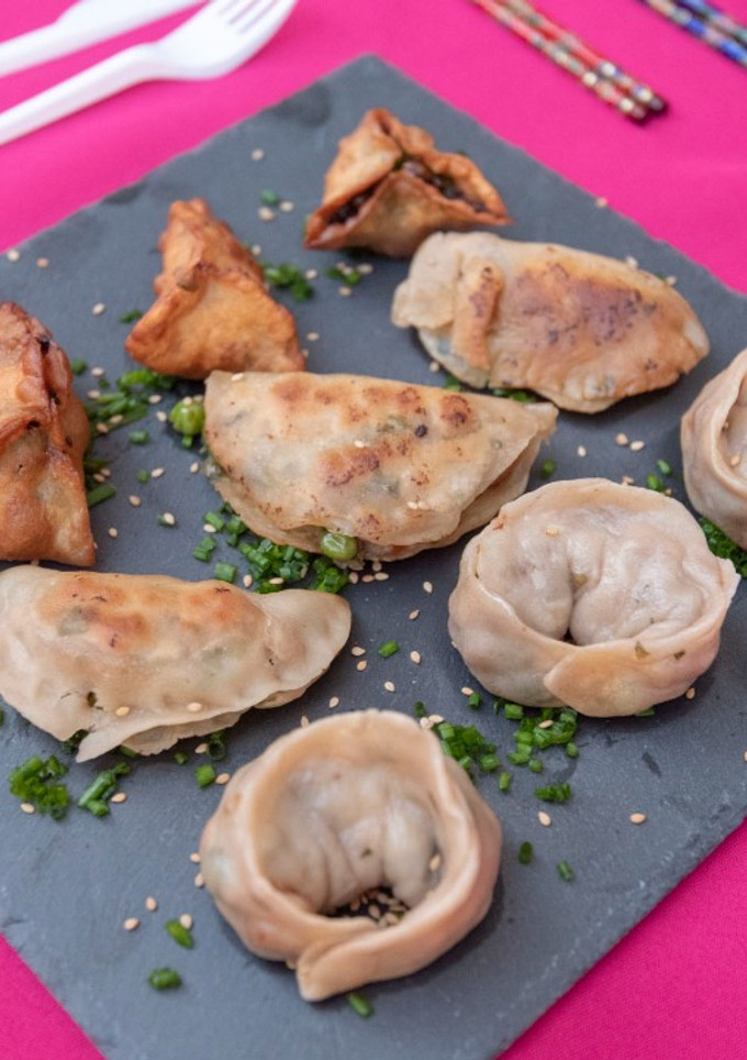 Una foto de "Gyozas" de pèsols