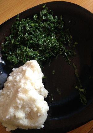 A picture of Fried skuma with ugali.