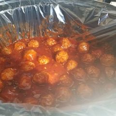 A picture of Yummy Apple Jelly Meatballs / Hoagies.