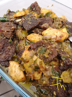 Foto resep Dendeng Cabe Hijau + kentang (Dendeng Lambok Lado Hijau)