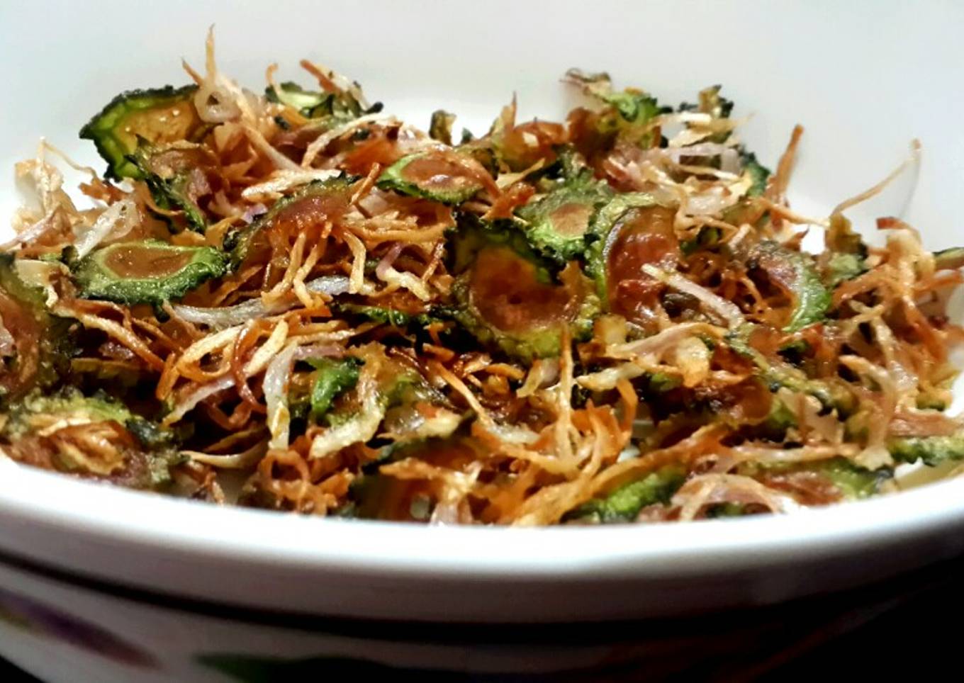 Crispy bitter gourd and onion fry
