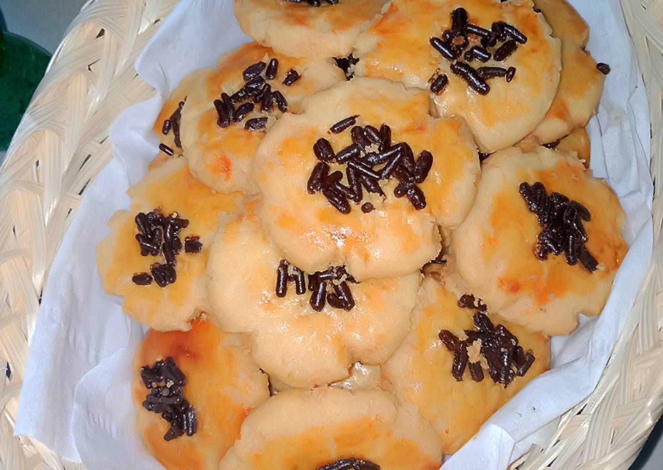 Chui Kao So Cheese topping Coklat ceres (kue kering no mixer)
