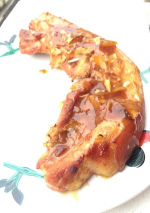 A picture of Baked Pork Belly With Ginger And Plum Sauce.