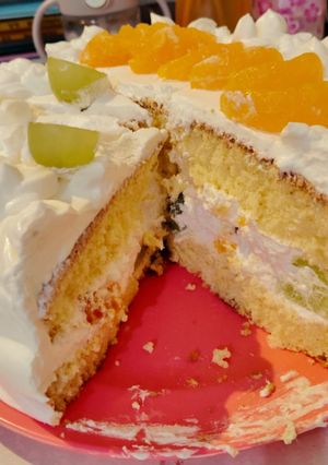 Foto resep Cake ultah (mirip strawberry short cake) tanpa pengembang