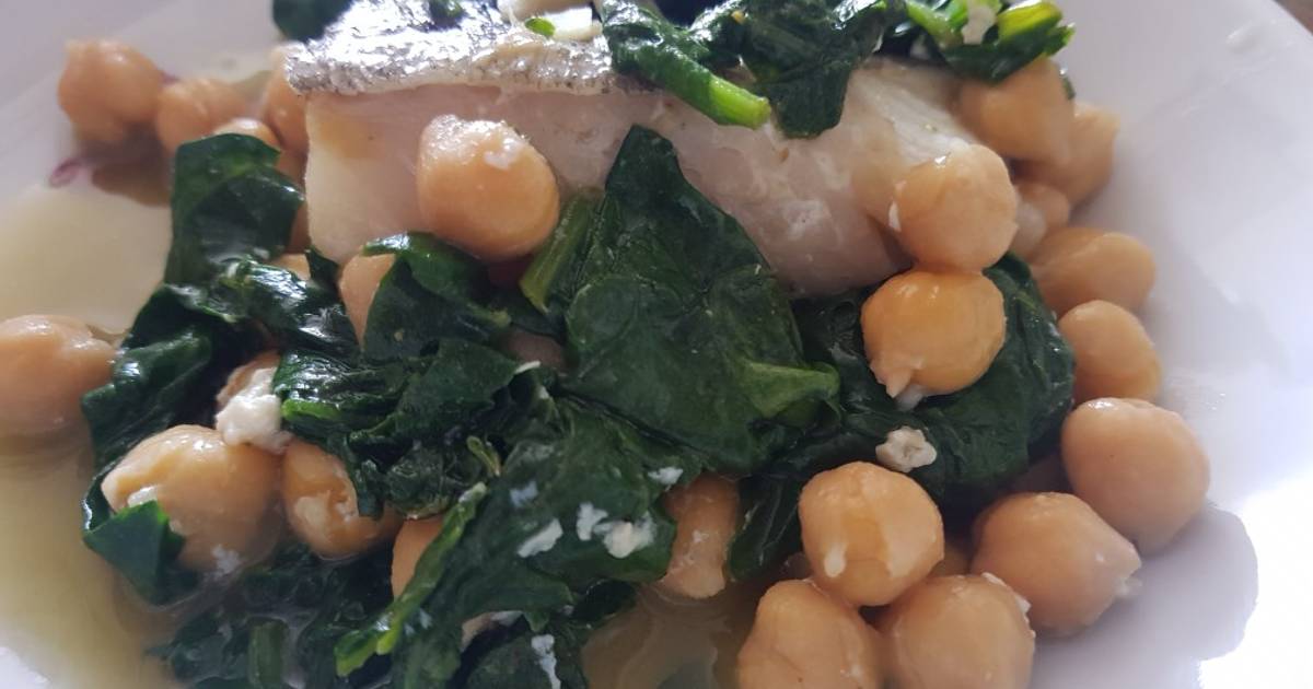 Lomos de Bacalao con garbanzos y espinacas en Thermomix tm5 Receta de