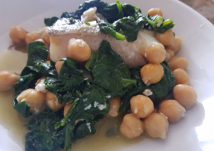 Lomos de Bacalao con garbanzos y espinacas en Thermomix tm5