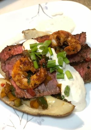 A picture of Pan Seared Surf n’ Turf Potacos.