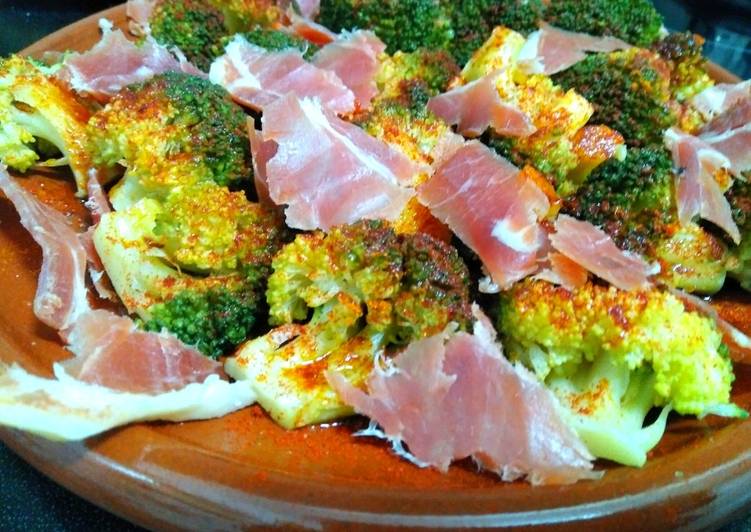 Brócoli con jamón y pimentón. Rápido y fácil