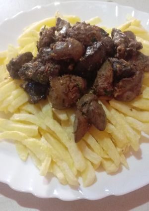 صورة لوصفة بطاطا مقلية بالكبدة الدجاج