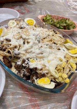 صورة لوصفة معكرونة باللبن بطريقة (تيتة)