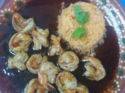 Una foto de bbq de camarones
