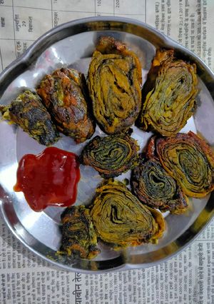 A picture of Arbi pakoda tasty and crunchy.