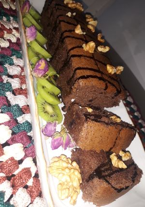 عکسی از دستور کیک شکلاتی گردویی