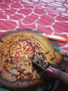 A picture of Strawberry and tutti fruity marvel cake.