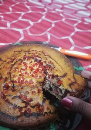 A picture of Strawberry and tutti fruity marvel cake.