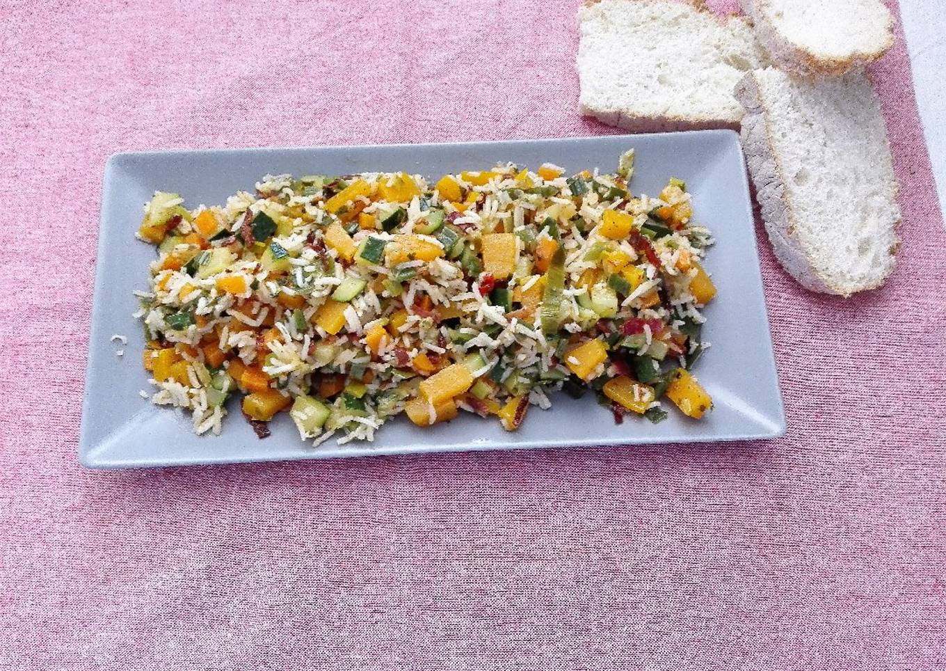 Sobras de arroz con verduras