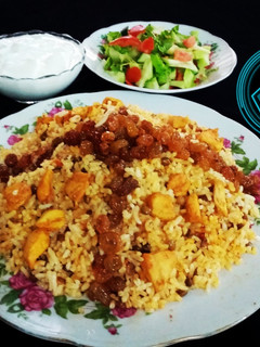عکسی از دستور عدس پلو با مرغ