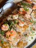 Lombos de peixe com camarão e molho cremoso