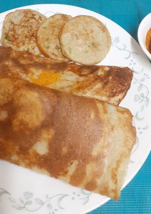 A picture of High Protein South Indian Platter --- Quinoa Dosa ---- 3 In 1 Batter Recipe.