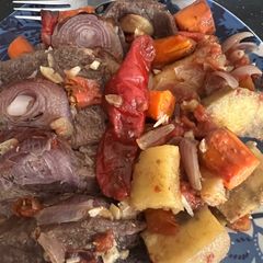 A picture of Onion Chili Pepper Stuffed Beef.