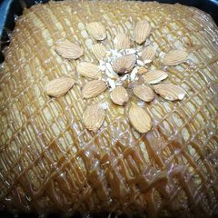 A picture of Date Almond caramel cake.