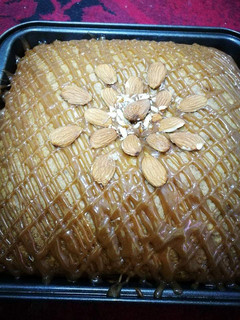 A picture of Date Almond caramel cake.