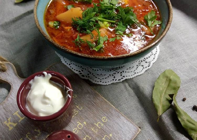 Борщ на мясном бульоне