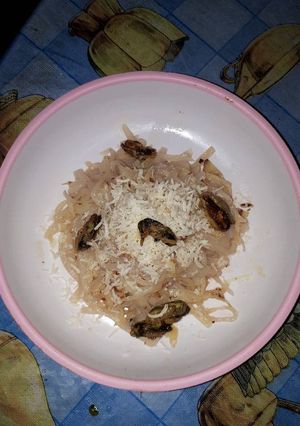 Foto resep Spagheety konnyaku kerang cream cheese keto