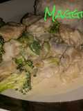 Pollo en crema de champiñones y brócoli