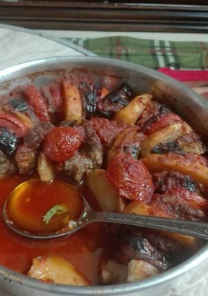 A picture of Baked Kofta with Eggplant and Potatoes.