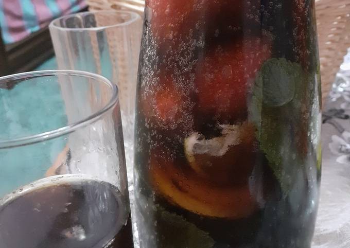 Refreshing mint strawberry cola drink Recipe