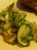 Calabacitas en salsa de durazno y jalapeño maduro