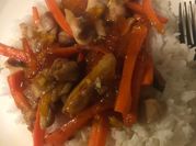 A picture of chicken plums rice recipe