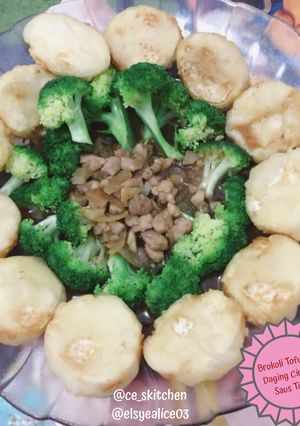 Foto resep Brokoli Tofu with Daging Cincang Saus Tiram
