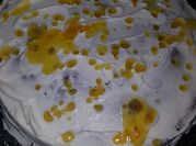 Una foto de naranja y crema chantilly