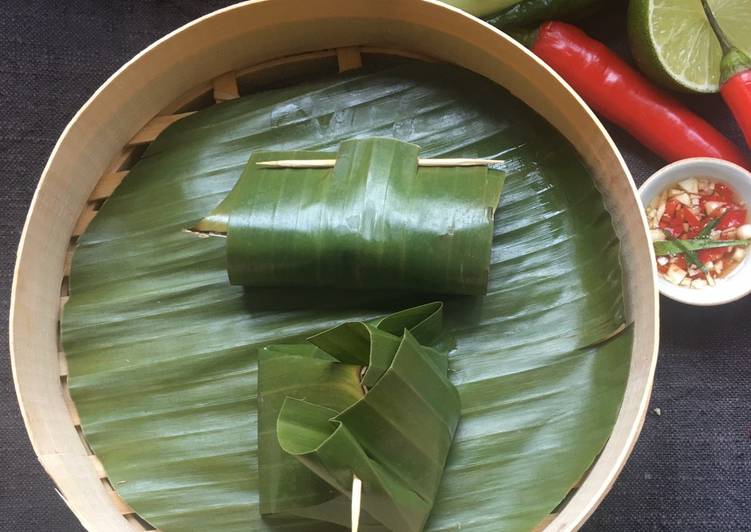 Recipe of Homemade Thai tofu steamed in banana leaf 🌱