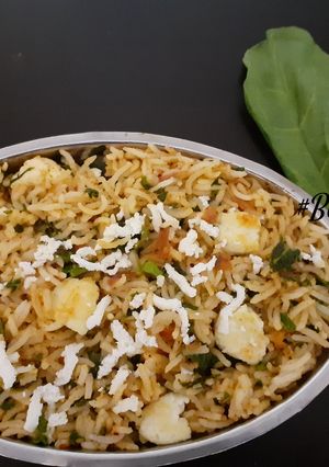 A picture of Palak Paneer Pulao.