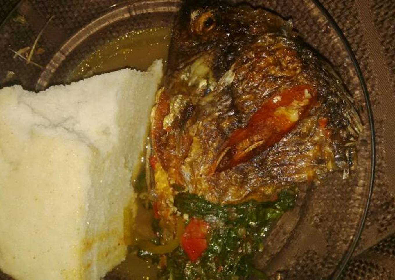Ugali,Fish and Fried Kales