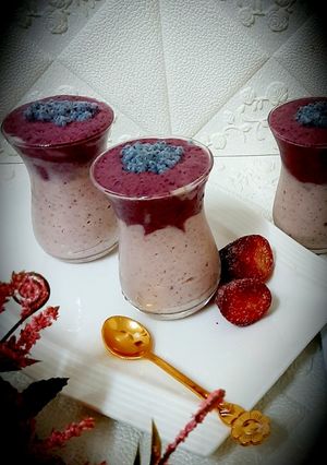 A picture of Blackberry strawberry layered smoothie.