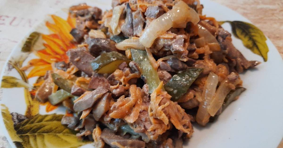 Салат с печенью куриной