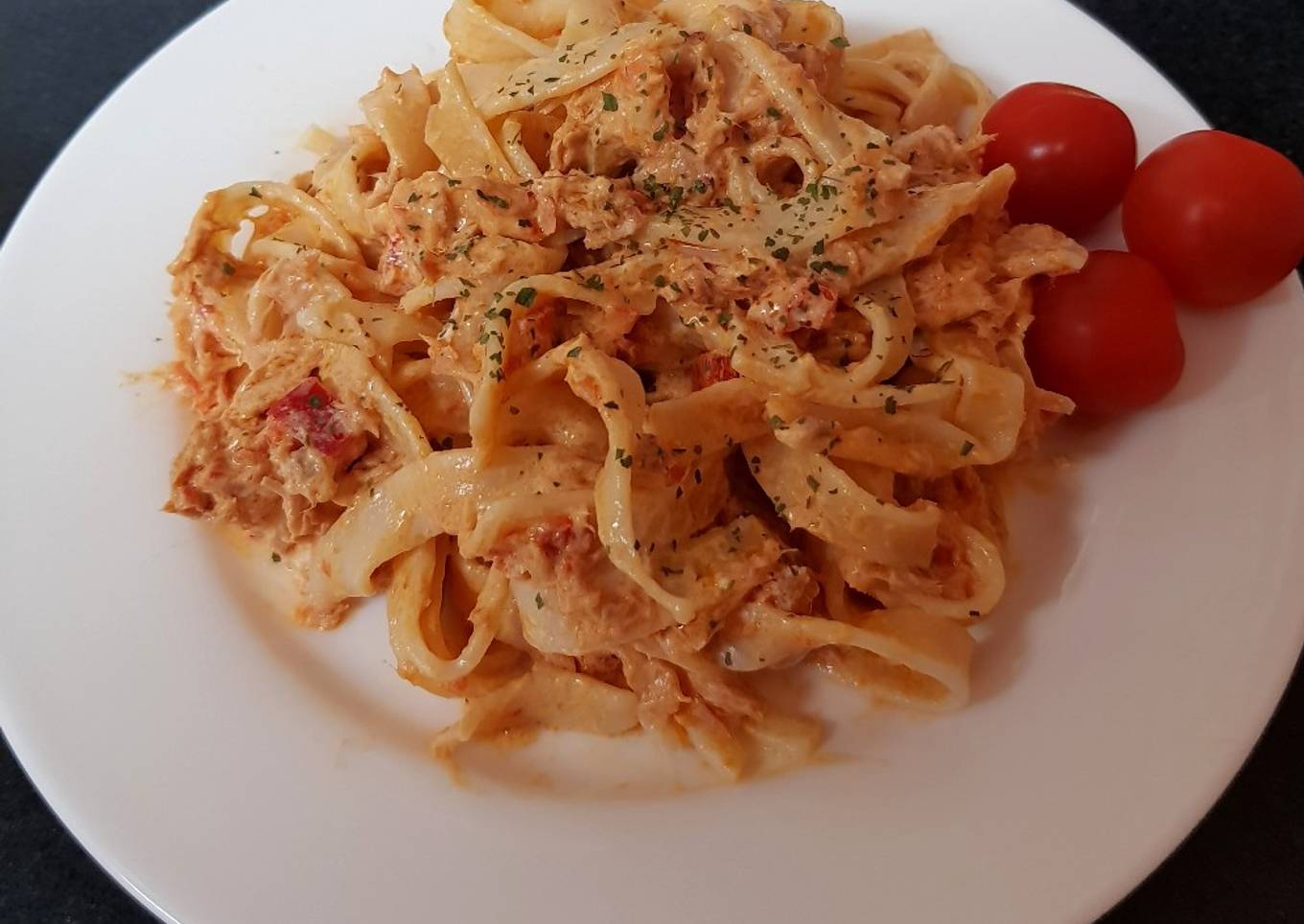 My Tuna Tagliatelle in red Pepper & Ricotta Cheese Pesto. ðŸ˜