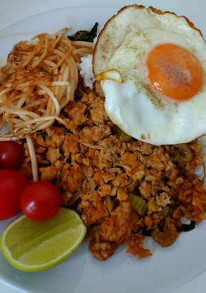 A picture of Basil Chicken with Rice (Gapao Rice) V.