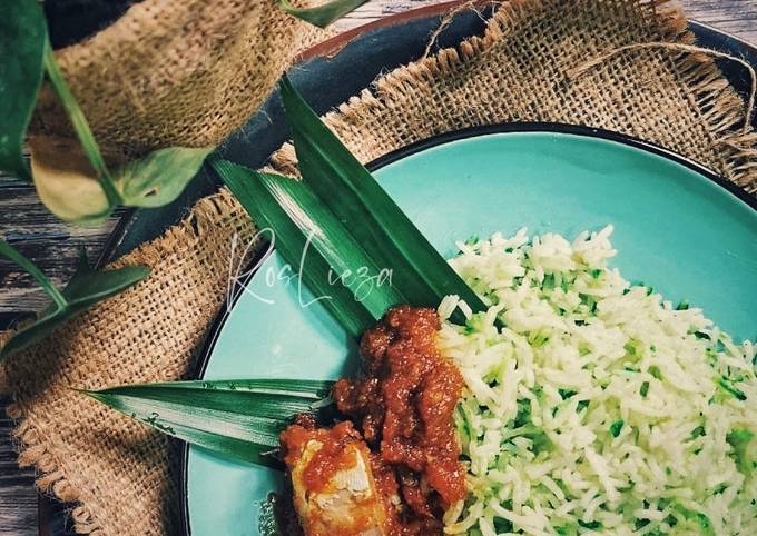 Nasi Lemak Hijau + Sambal Ikan Ayer