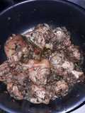 Oven-Baked Pork Shoulder with Onions, Green Onions, and Bell Pepper in Wine