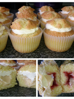A picture of Custard & Cream / Jam & Cream Cupcakes.