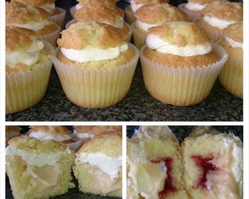 Fresh, Prepare Recipe Custard  Cream  Jam  Cream Cupcakes Very Delicious