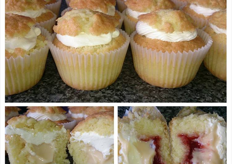 Step-by-Step Guide to Make Speedy Custard &amp; Cream / Jam &amp; Cream Cupcakes