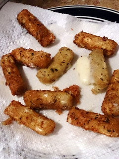 A picture of fried mozzarella sticks.