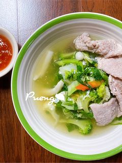 รูปของ สุกี้หมูหมักผักรวมมิตร🥬🥦🥚